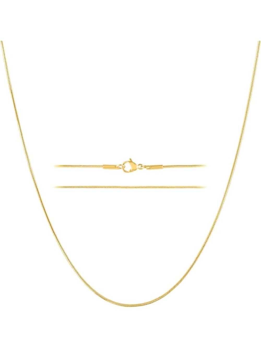Elegant 24K Gold Plated Snake Chain Necklace for Women - Thin Stainless Steel